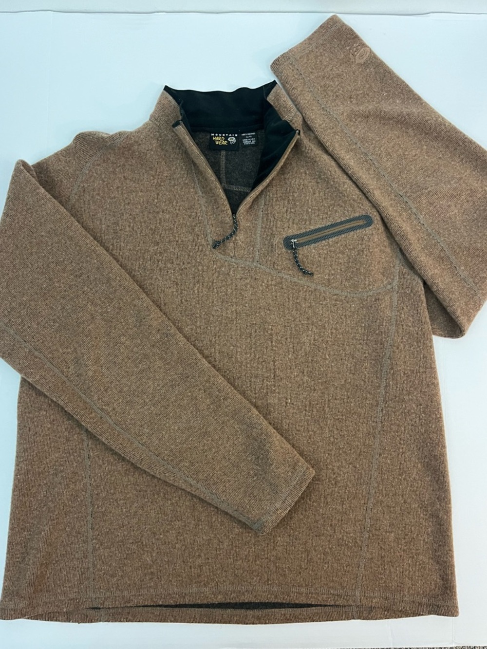 Mountain Hardwear Quarter Zip Sweater Men’s XL Brown Wool Blend Pullover USA